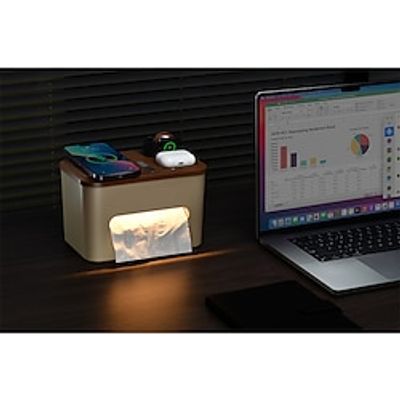 Creative Multifunctional Night Light Smart Sensor Tissue Box Mobile Phone Headset Wireless Charging Night Light Lightinthebox
