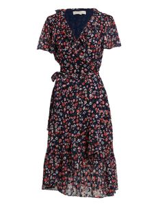 Floral Georgette Wrap Dress - Coral Peach