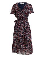 Floral Georgette Wrap Dress - Coral Peach - thumbnail