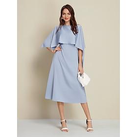 Satin Wedding Guest Mismatched 2 Piece Half Sleeve Party Midi Dress