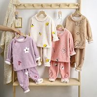 Kids Girls' Pajama Set Long Sleeve YDR02-Yunduo Yellow Bear YDR05-Yunduo Orange YDR01-Yunduohua Graphic Cartoon Crewneck Spring Fall Active Home 7-13 Years Lightinthebox - thumbnail