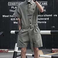 Men's Stylish Casual / Sporty Streetwear Comfort Breathable Daily Sports Rompers Pants Solid Color Full Length Pocket ArmyGreen Black miniinthebox - thumbnail