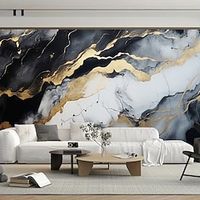 Abstract Marble Wallpaper Mural Black Glod Marble Wall Covering Sticker Peel and Stick Removable PVC/Vinyl Material Self Adhesive/Adhesive Required Wall Decor for Living Room Kitchen Bathroom miniinthebox