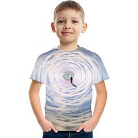 Kids Boys' T shirt Tee Short Sleeve Graphic Optical Illusion Color Block Rainbow Children Tops Summer Active Streetwear Sports 3-12 Years miniinthebox - thumbnail