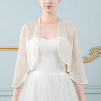 Women's Wrap Bolero Shrug Bridal's Wraps Elegant Vintage 3/4 Length Sleeve Chiffon Wedding Wraps With Pure Color For Wedding Summer Lightinthebox