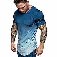 hiriri men shirts hipster hip hop longline crewneck t-shirt tie dye tunic tops slim fit short sleeve blouse navy Lightinthebox - thumbnail