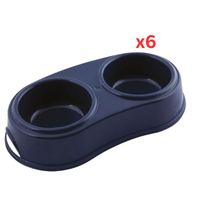 Georplast Plastic Double Antislip Pet Bowl Medium - Navyblue (Pack of 6)