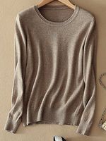 Cashmere Knit Women's Round Neck Slim Short Paragraph Pullover Shirt