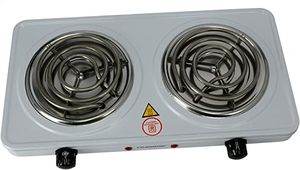 Olsenmark Double Burner Electric Hot Plate, 1000W, White, OMHP2244