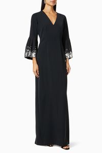 Aria Sequin Trim Gown in Crepe