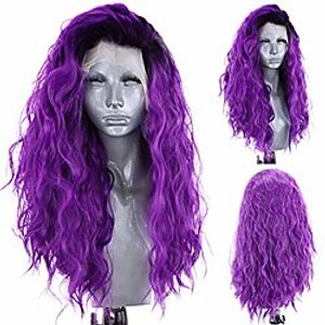 Synthetic Wig Wavy Middle Part Wig Long Black / Purple Synthetic Hair 18-26 inch Women's Adjustable Heat Resistant Party Purple miniinthebox