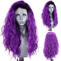 Synthetic Wig Wavy Middle Part Wig Long Black / Purple Synthetic Hair 18-26 inch Women's Adjustable Heat Resistant Party Purple miniinthebox - thumbnail