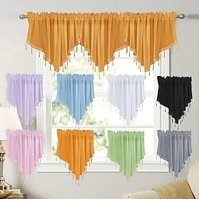 Net Curtains Solid Color Finished Curtain Drapery Bedroom Home Decor Triangle Curtain Screen Kitchen Short Curtain Lightinthebox