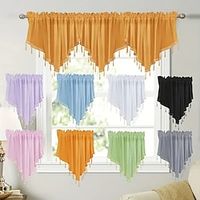 Net Curtains Solid Color Finished Curtain Drapery Bedroom Home Decor Triangle Curtain Screen Kitchen Short Curtain Lightinthebox - thumbnail