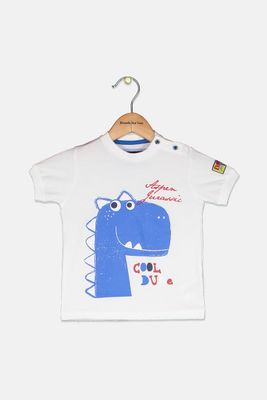 Toddlers Boys Dino Cool Dude T-Shirt  White