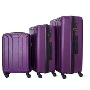 PARA JOHN 3-Piece Hard Side ABS Luggage Trolley Set 20 Inch, 24 Inch, 28 Inch Purple