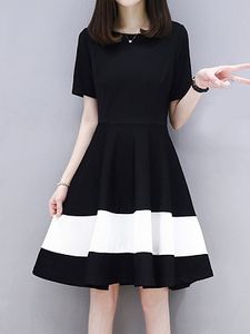 Round Neck Color Block Skater Dress