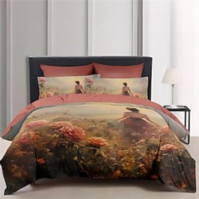 Oil Painting Retro Woman Style Double Bed Duvet Cover Bed Set 2-Piece Set 3-Piece Lightweight Soft Short Plush Set Bedding Set Ultra Soft Comforter Set Lightinthebox