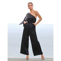 Satin One Shoulder Pocket Elegant Jumpsuit