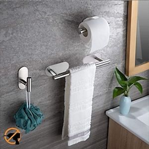 Bathroom Hardware Sets, Self Adhesive Wall Mounted 304 Stainless Steel Towel Bar/Toilet Paper Holde /Robe Hook For Bathroom miniinthebox