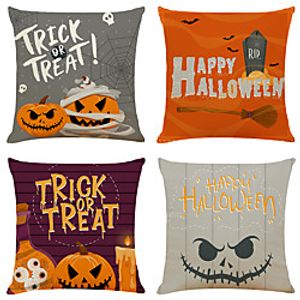 Halloween Double Side Cushion Cover 4PC Soft Decorative Square Throw Pillow Cover Cushion Case Pillowcase for Bedroom Livingroom Superior Quality Machine Washable Indoor Cushion for Sofa Couch Bed Chair Lightinthebox