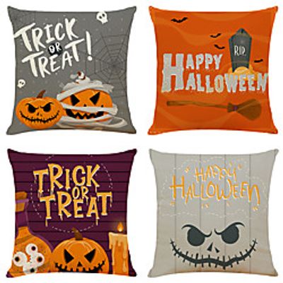 Halloween Double Side Cushion Cover 4PC Soft Decorative Square Throw Pillow Cover Cushion Case Pillowcase for Bedroom Livingroom Superior Quality Machine Washable Indoor Cushion for Sofa Couch Bed Chair Lightinthebox