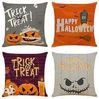 Halloween Double Side Cushion Cover 4PC Soft Decorative Square Throw Pillow Cover Cushion Case Pillowcase for Bedroom Livingroom Superior Quality Machine Washable Indoor Cushion for Sofa Couch Bed Chair Lightinthebox - thumbnail