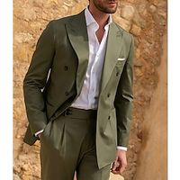 Army Green Men's Wedding Suits Solid Colored 2 Piece Daily Business Casual Plus Size Double Breasted Six-buttons 2023 miniinthebox