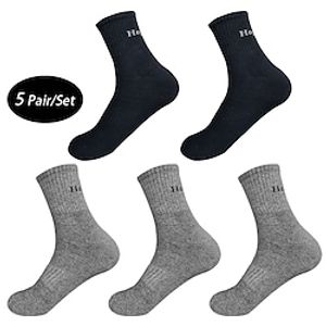 Men's 5 Pairs Socks CompressionSocks Crew Socks Hiking Socks Black Multi color Color Cotton Solid Colored Casual Daily Sports Medium Spring, Fall, Winter, Summer Fashion Comfort miniinthebox