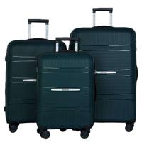 PARA JOHN 3-Piece ABS Hardside Spinner Luggage Trolley Set GREEN