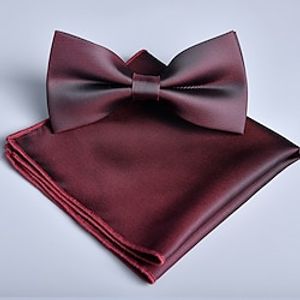 Men's Bow Tie Pocket Squares Handkerchiefs Neckties Bowtie Pre-Tied Bow Plain Wedding Birthday Party miniinthebox
