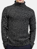 Mens High-neck Solid Casual Sweater