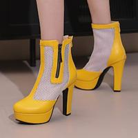 Women's Heels Sandals Boots Summer Boots Daily Zipper Chunky Heel Closed Toe Fashion PU Zipper Black White Yellow Lightinthebox