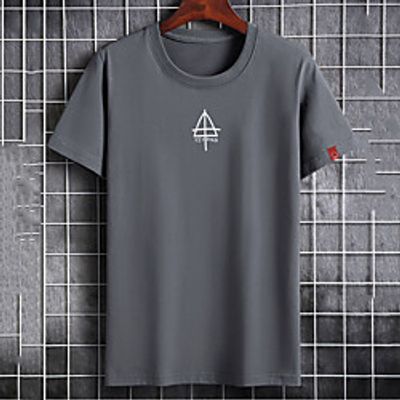 Men's Unisex Tee T shirt Hot Stamping Graphic Prints Geometry Plus Size Print Short Sleeve Casual Tops Cotton Basic Fashion Designer Big and Tall White Black Gray Lightinthebox