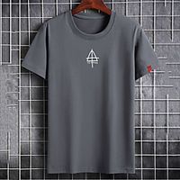 Men's Unisex Tee T shirt Hot Stamping Graphic Prints Geometry Plus Size Print Short Sleeve Casual Tops Cotton Basic Fashion Designer Big and Tall White Black Gray Lightinthebox - thumbnail