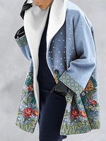 Casual Floral Print Lapel Long Sleeves Loose Coat