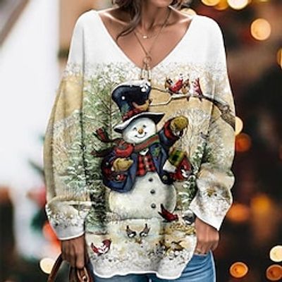 Christmas Sweatshirt Women's Sweatshirt Pullover Snowman Sportswear Festival Print Yellow Pink Red Christmas Casual V Neck Long Sleeve Top Micro-elastic Fall Winter Lightinthebox Christmas Sweatshirt Women's Sweatshirt Pullover Snowman Sportswear Festival Print Yellow Pink Red Christmas Casual V Neck Long Sleeve Top Micro-elastic Fall Winter Lightinthebox