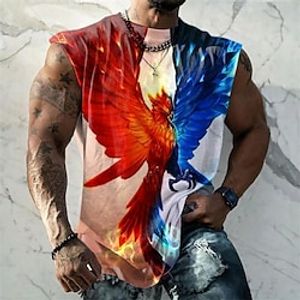 Men's Vest Top Sleeveless T Shirt for Men Graphic Color Block Phoenix Crew Neck Clothing Apparel 3D Print Daily Sports Sleeveless Print Fashion Designer Muscle Lightinthebox