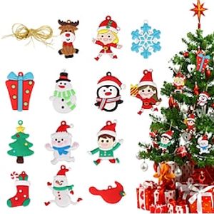 13pcs Christmas Gingerbread Man Pendant PVC Soft Plastic Biscuit Man and Snowman Gift Box Snowflake Christmas Tree Pendant Lightinthebox