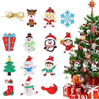 13pcs Christmas Gingerbread Man Pendant PVC Soft Plastic Biscuit Man and Snowman Gift Box Snowflake Christmas Tree Pendant Lightinthebox