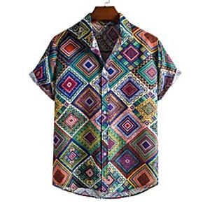 Men's Shirt Other Prints Graphic Short Sleeve Daily Tops Casual Rainbow Lightinthebox