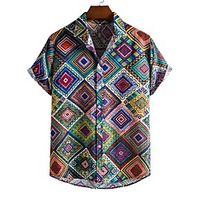 Men's Shirt Other Prints Graphic Short Sleeve Daily Tops Casual Rainbow Lightinthebox - thumbnail