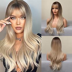 Synthetic Wig Uniforms Career Costumes Princess Curly Wavy Middle Part Layered Haircut Machine Made Wig 26 inch Light Brown Synthetic Hair Women's Cosplay Party Fashion Light Brown Lightinthebox