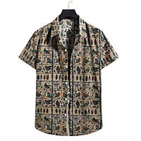 Men's Shirt Other Prints Graphic Print Short Sleeve Casual Tops Boho Black miniinthebox - thumbnail
