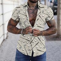 Men's Shirt Print Golf Turndown Street Casual Button-Down Print Short Sleeve Tops Casual Fashion Designer Breathable Gray Lightinthebox - thumbnail
