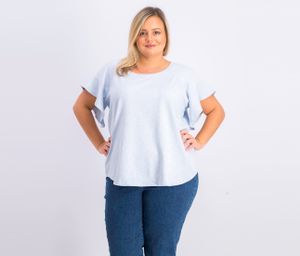 Womens Plus Size Ruffle Sleeve Top  Heather Blue