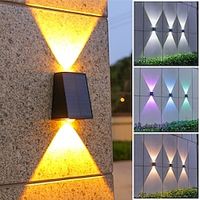 1 Pc solar powered wall lamp with upper and lower lights, outdoor fence, courtyard, garden decoration light Lightinthebox