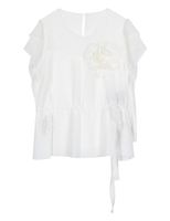 Plumetis Floral Applique Top - White - thumbnail