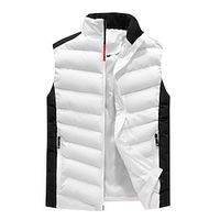 Men's Winter Coat Puffer Vest Quilted Vest Zipper Pocket Polyster Pocket Outdoor Date Casual Daily Regular Fashion Casual Warm Winter Color Block Black White Puffer Jacket Lightinthebox - thumbnail