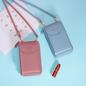 Women's Crossbody Bag Wallet Mobile Phone Bag PU Leather Daily Zipper Large Capacity Breathable Lightweight Solid Color Wine Black Pink miniinthebox